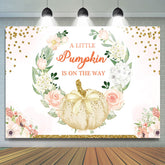 Lofaris Pumpkin Is On The Way Floral Baby Shower Backdrop